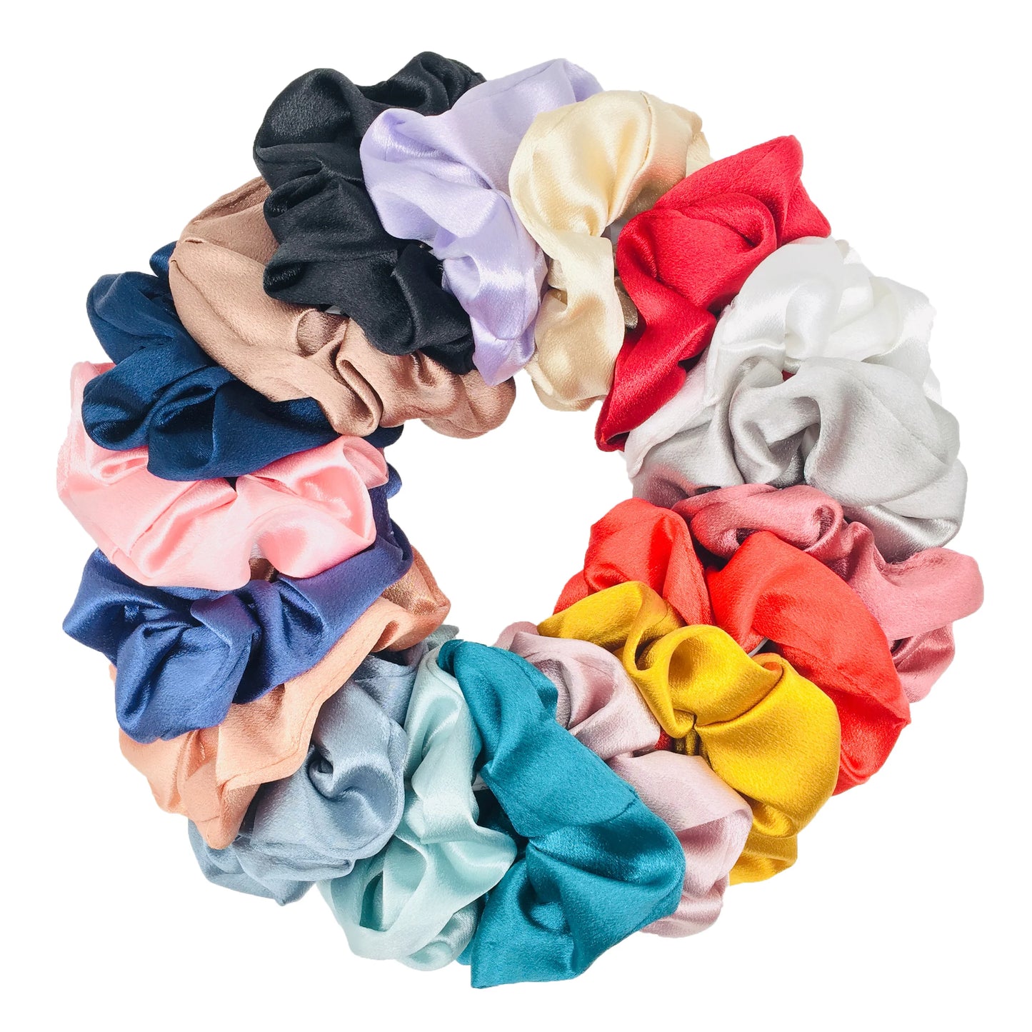 Silky Satin Hair Scrunchies - Pack of five