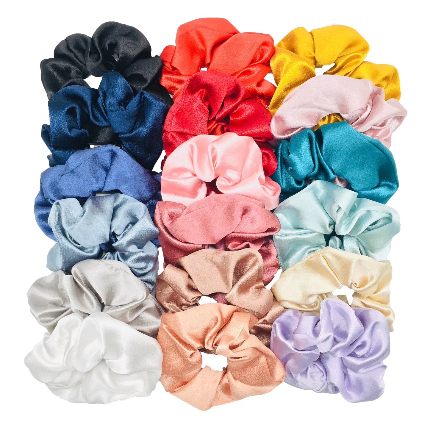 Silky Satin Hair Scrunchies - Pack of five